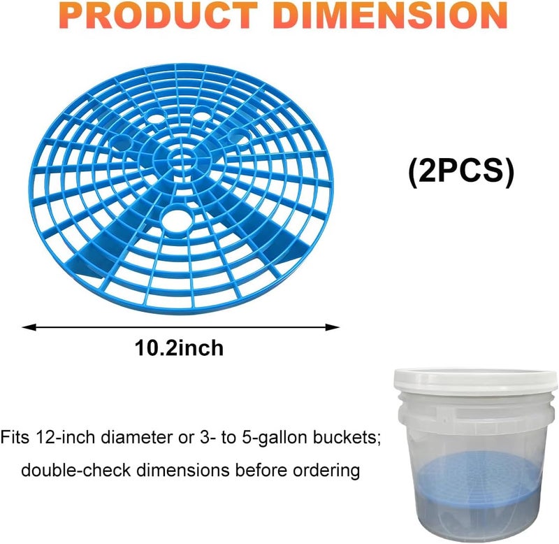 SHMZK 2 PCS Car Wash Bucket Inserts, Auto Detail Dirt Gaurd Buckets Filter Helps Remove Dirt Debris, Dirt Guard Insert Wash Filter Fits 12 Inch Diameter Bucket or 3-5 Gallon Buckets (Blue) - Image 2